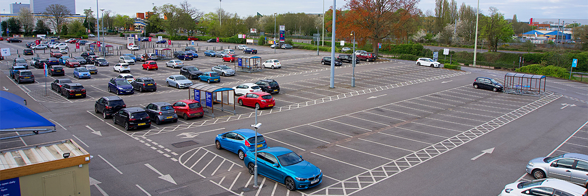 A half full retail park car park