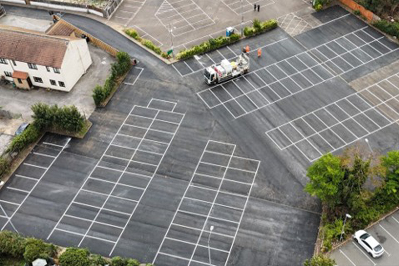 Aerial view of Tendring District Council's resurfaced car park with Safer Parking accreditation