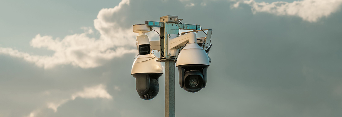 Modern surveillance and sensors monitoring a car park