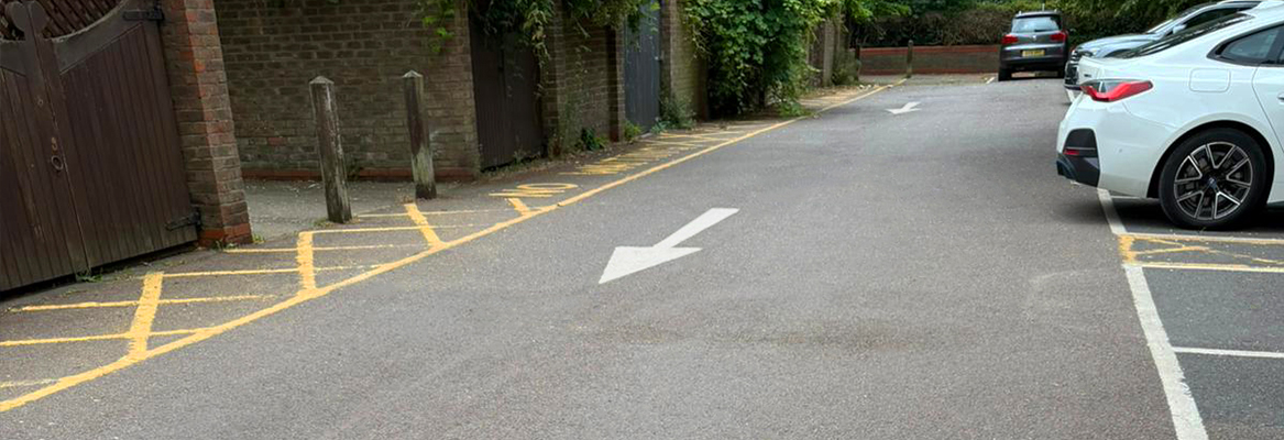 Direction arrows in car park for safe traffic flow
