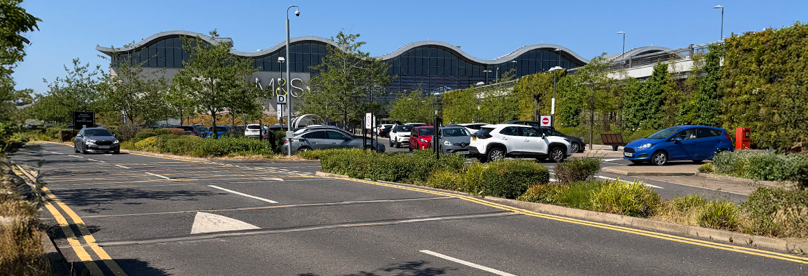 Car park with well maintained landscaping and clear visibility